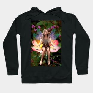 Fairy sitting on white and red rose Hoodie